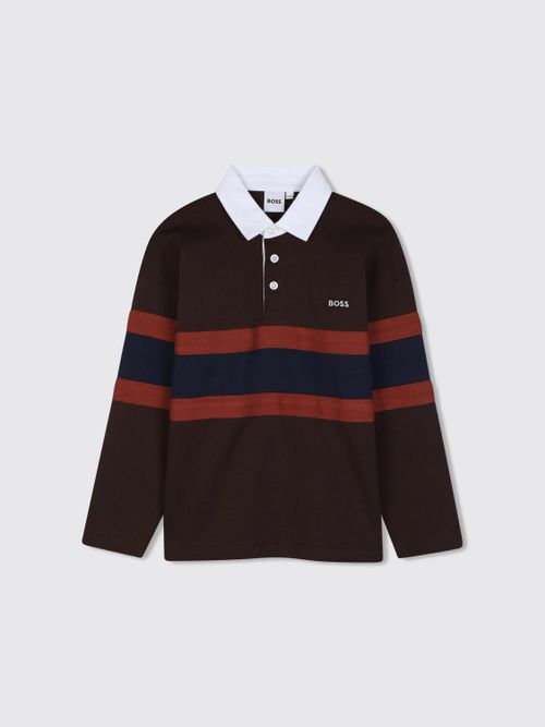 Boy's Striped Cotton Long-Sleeved Polo Shirt
