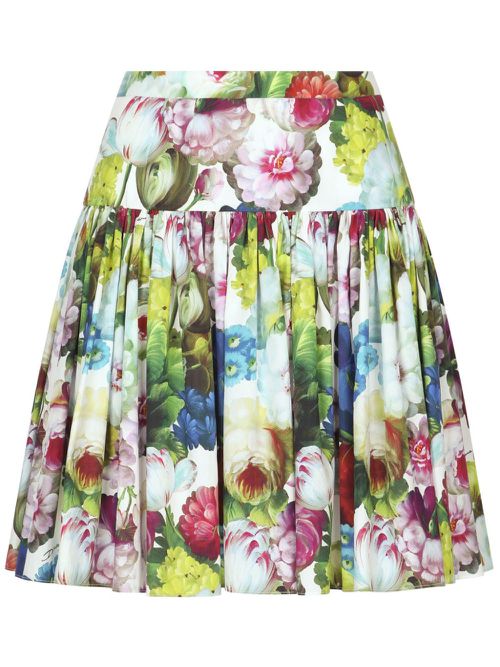 Floral-print pleated miniskirt - Blue