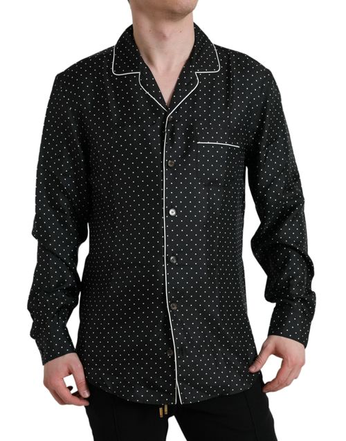 Polka Dot Silk Shirt — Black