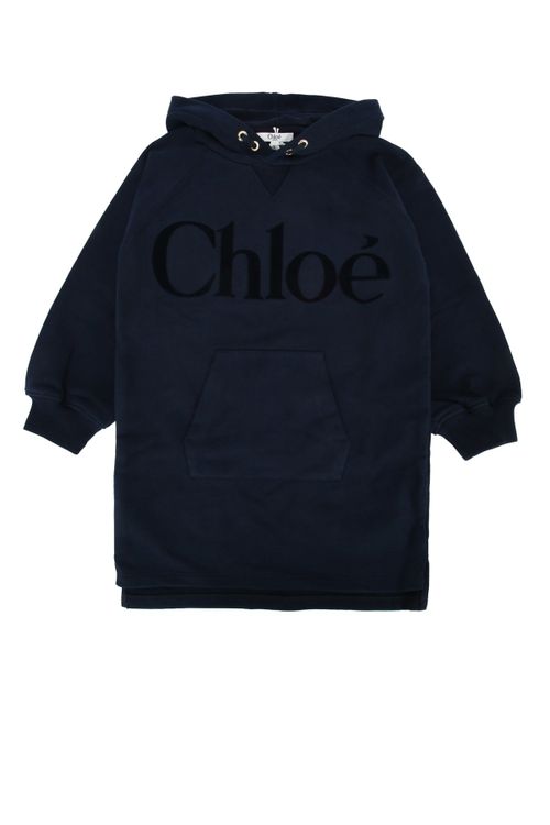 Logo-Embroidered Hoodie Dress — Navy