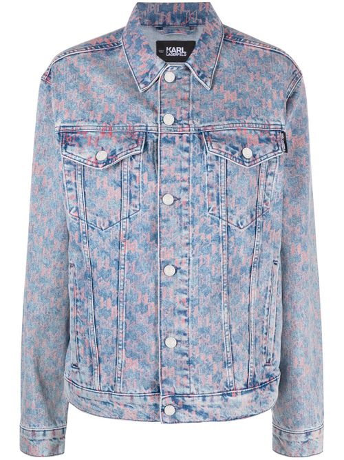 Monogram-print denim jacket - Blue
