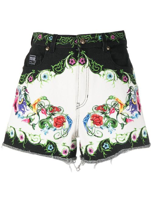 Baroque-print short shorts - White