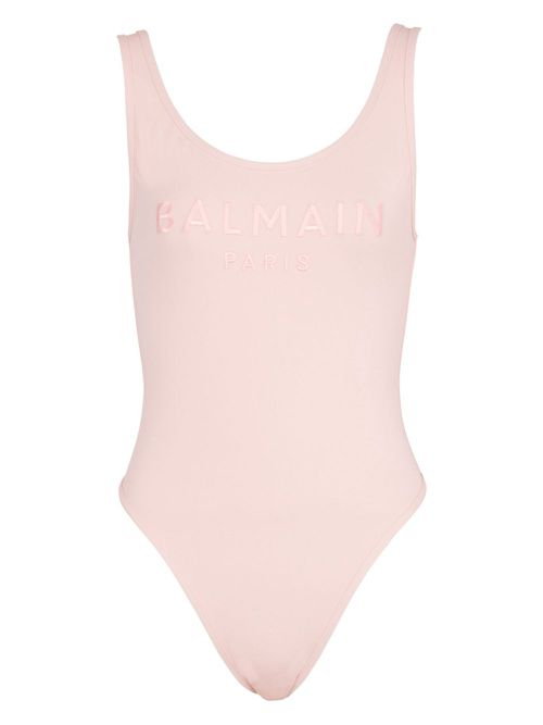 Embroidered-logo one-piece swimsuit - Pink