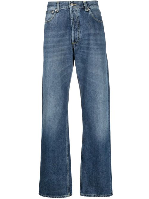Appliqué-detail straight-leg jeans - Blue