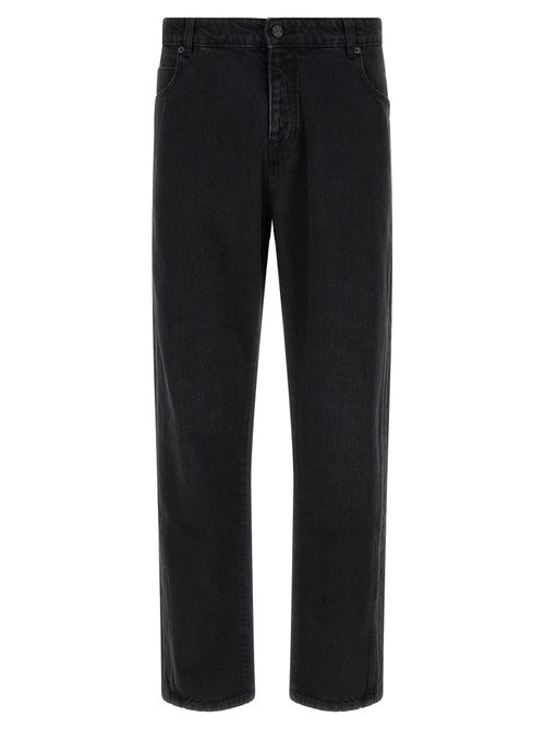 Embroidered Logo Denim Jeans — black