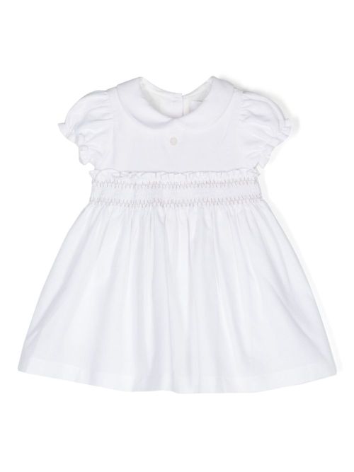 Honeycomb-knit flared dress - White