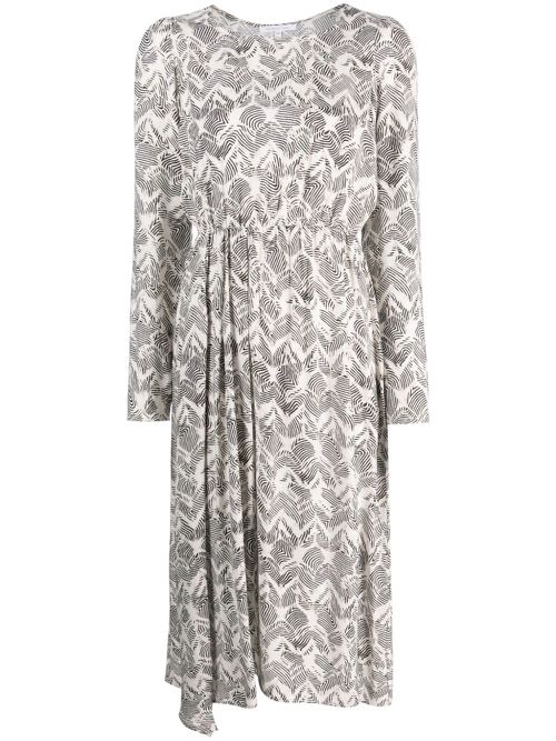 Zebra-print elasticated-waist midi dress - Black