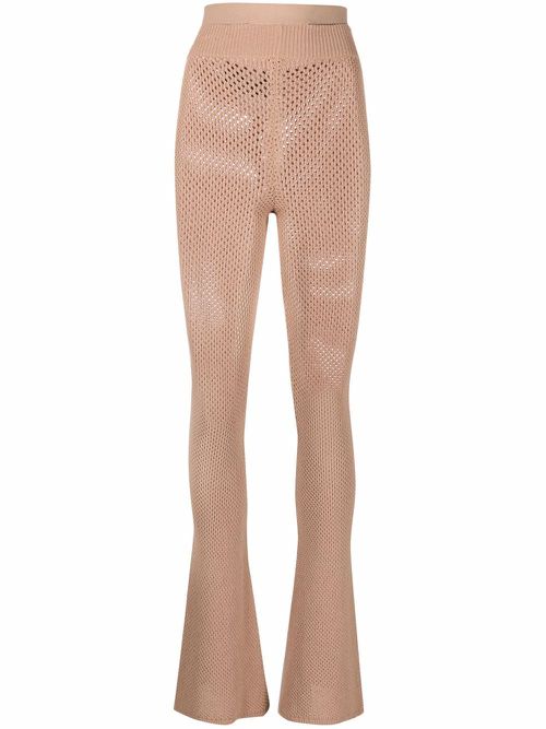 Perforated knitted trousers - Neutrals