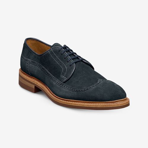 Winstonmok Wingtip Derby Dress Shoe in Navy Suede