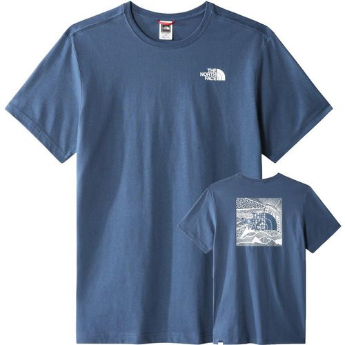The North Face Mens Men’s Short Sleeve Redbox Celebration T-Shirt, Shady Blue Cotton