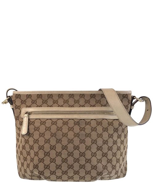 Beige GG Canvas & Leather Shoulder Bag (Authentic Pre-Loved)