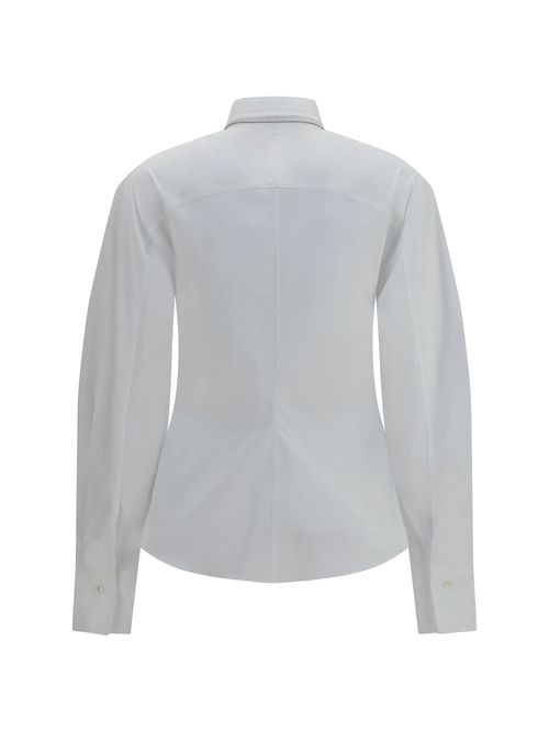 Cotton-Blend With Integrated Tie Shirt — White