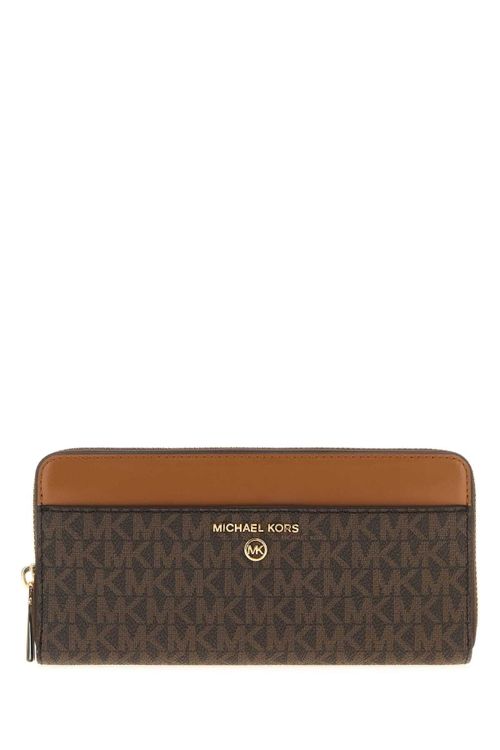 Printed Canvas Wallet — Brown