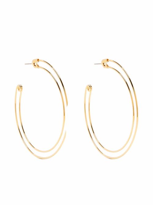 Safety hoop pierced earrings - Gold