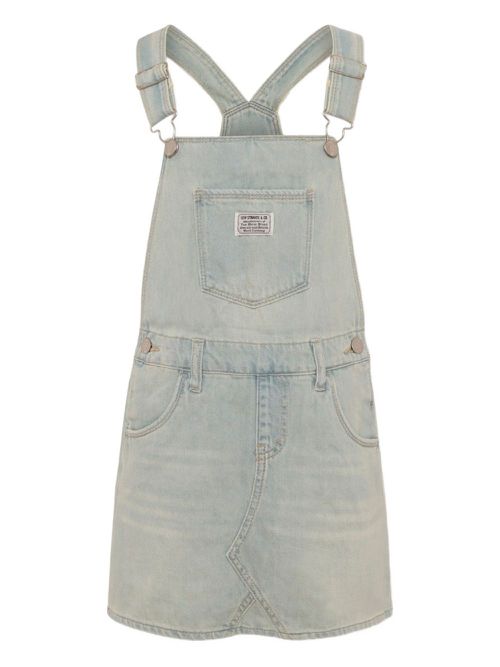 Logo-appliqué denim playsuit - Blue