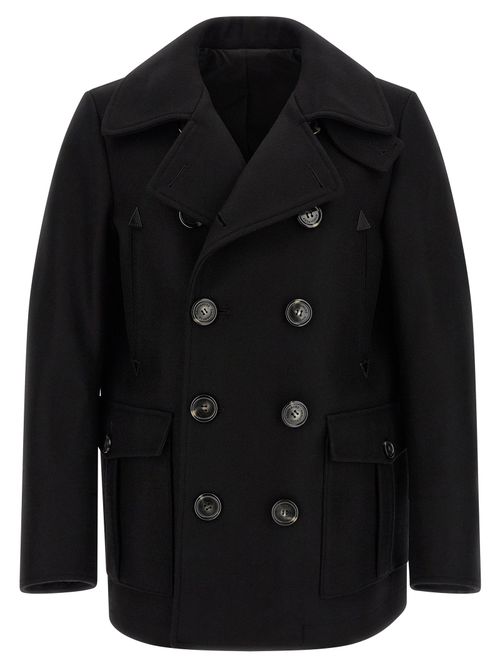 Wool Double-Breasted Coat — Black