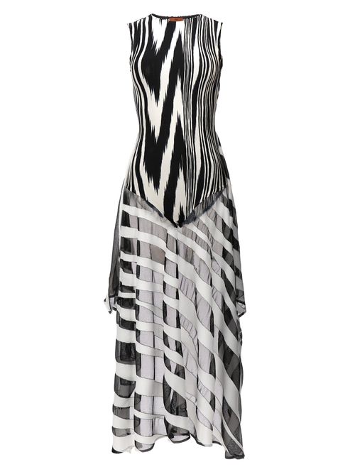 Patterned Viscose Bodysuit — Black