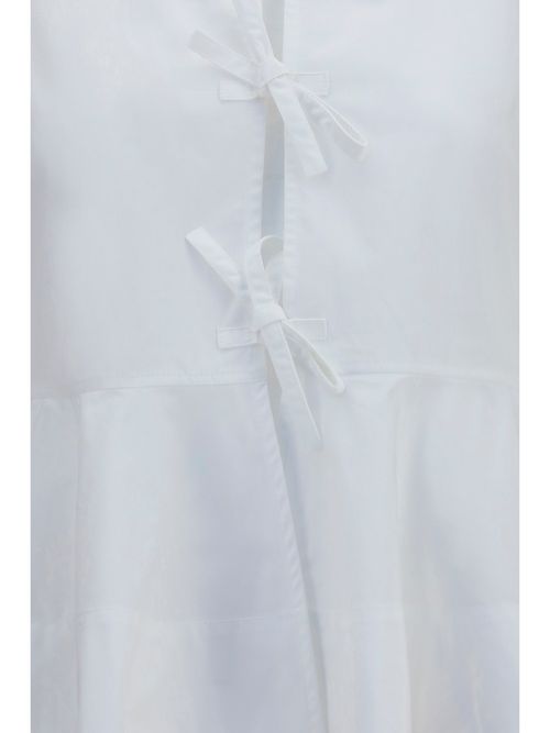 Cotton Poplin Tie-Front Blouse — White