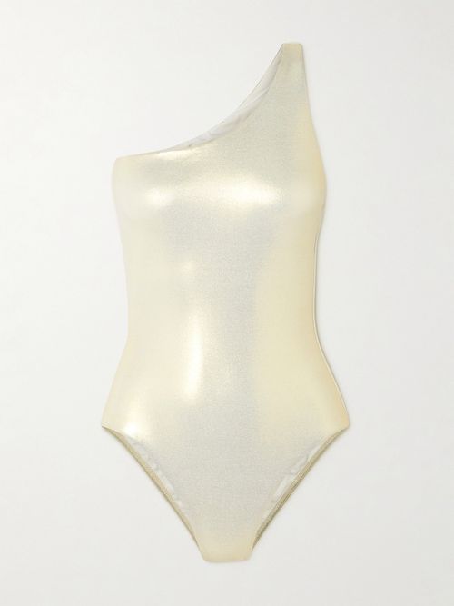 Madrid Cutout One-shoulder Metallic Swimsuit - UK 8