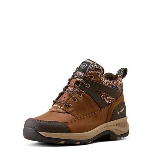 Women's Terrain Trek Waterproof Boots in Natural Tan Tan Mixed Animal Print, B Medium Width, Size 3, by