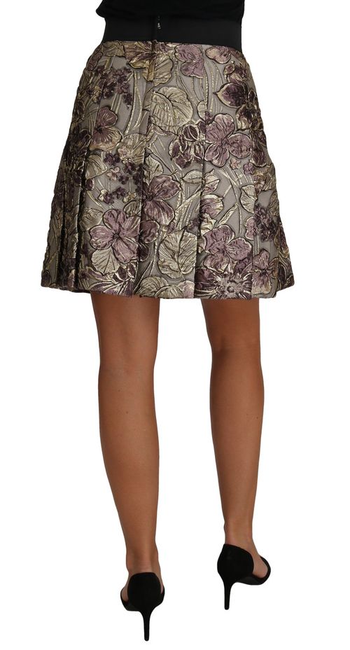 Floral-Jacquard A-Line Skirt — Multicolor