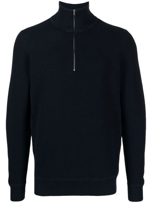 Half-zip cotton jumper - Blue
