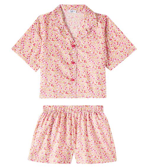 Floral cotton shirt and shorts set