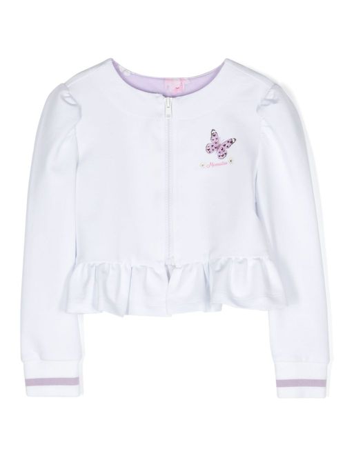 Cartoon-print crystal-embellished sweatshirt - White