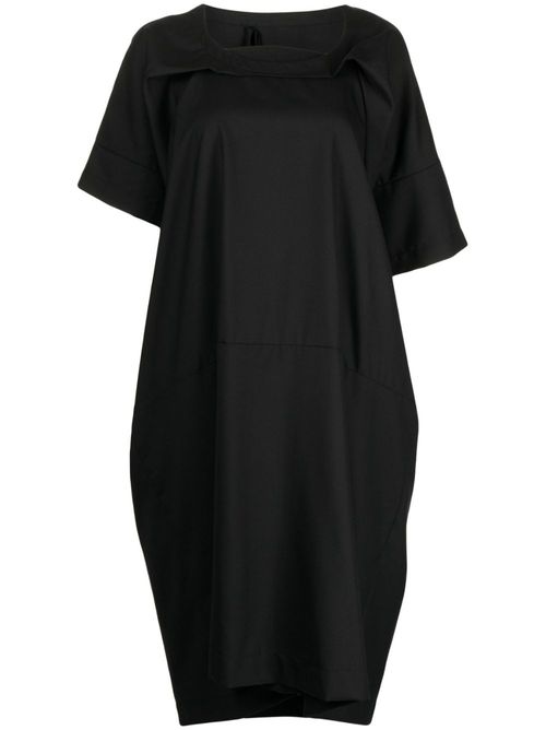 Asymmetric midi wool dress - Black
