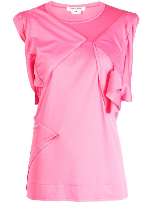 Asymmetric folded-detailing tank top - Pink