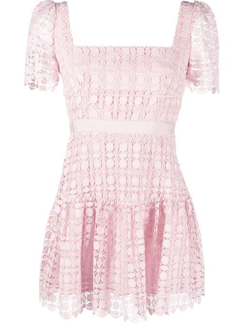 Lace-detail short-sleeved mini dress - Pink