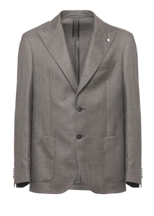 Brown Peak Lapel Wool Blazer