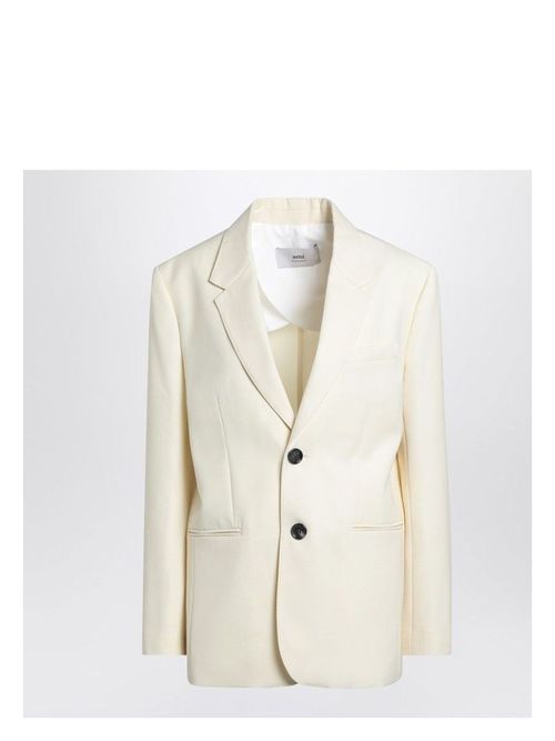 Ami Paris Women's Butter-Coloured Wool Jacket in Beige | Size 40 | FBV011WV0068