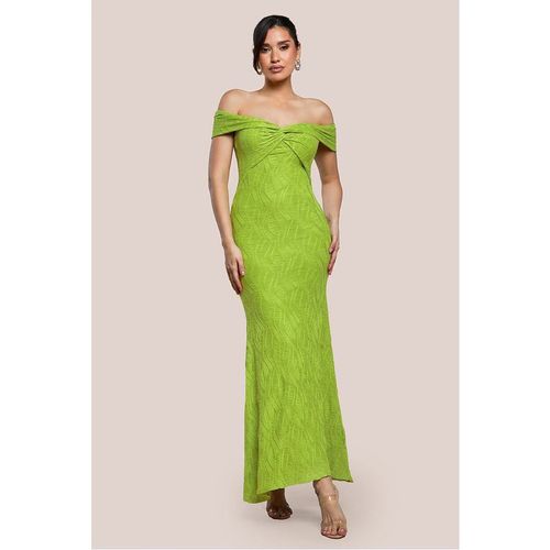 Goddiva Front Knot Twist Maxi Dress - Lime Green