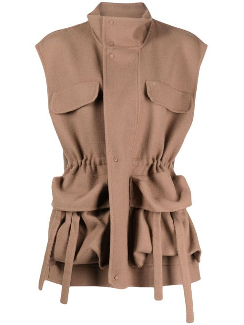 High-neck wool gilet - Brown