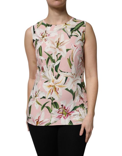 Floral-Print Viscose Tank Top — Pink