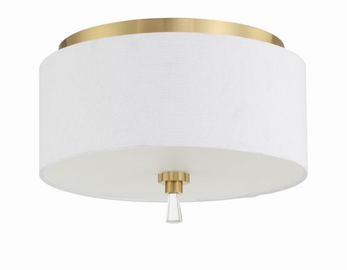 Satin Brass Two Light Flushmount from the Fortuna Collection