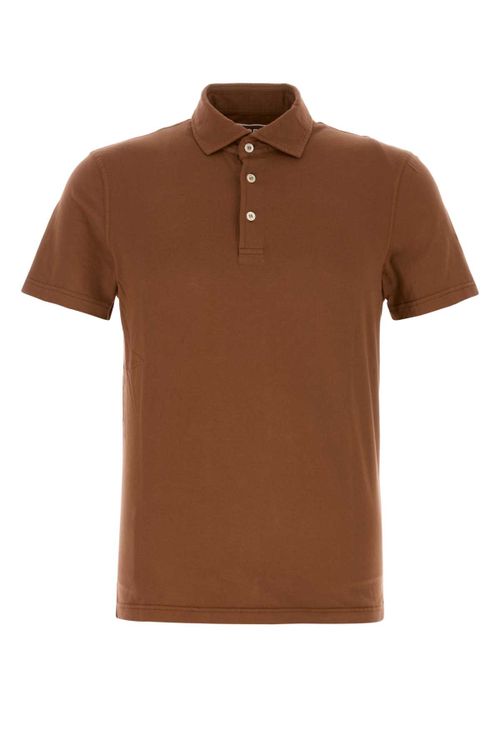 Brown Stretch Cotton Polo Shirt