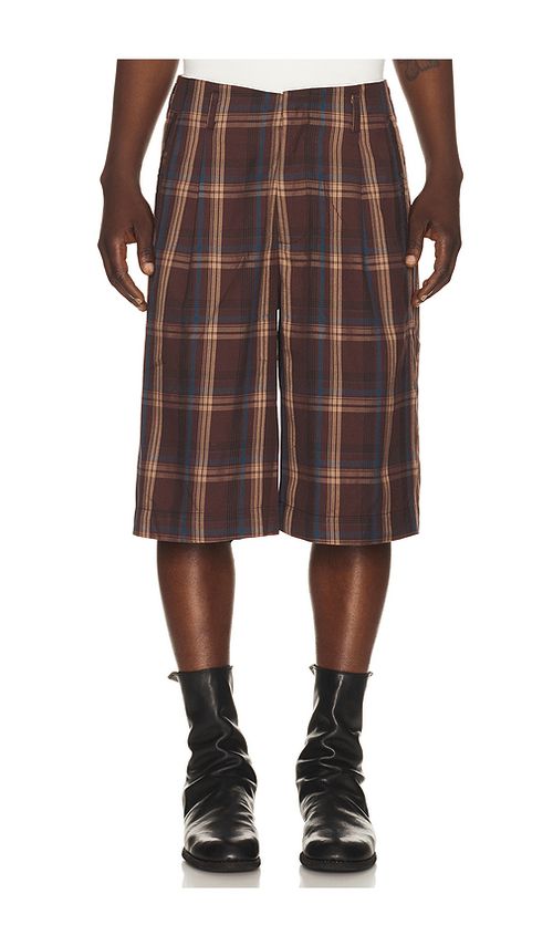 Jungles Tartan Hollywood Shorts in Brown. L. Also in M, S, XL/1X