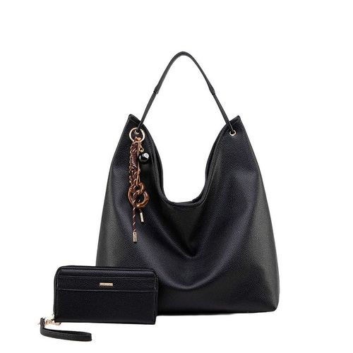 MKF Collection Eloa Hobo Bag & Wallet 2-Piece Set by Mia K, Black