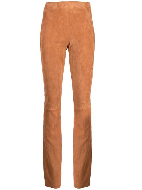 Flared suede stretch trousers - Brown