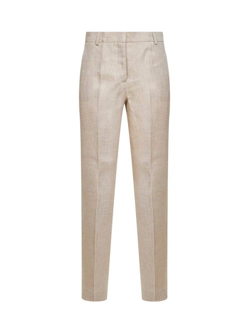 Linen High-Rise Trousers — Beige