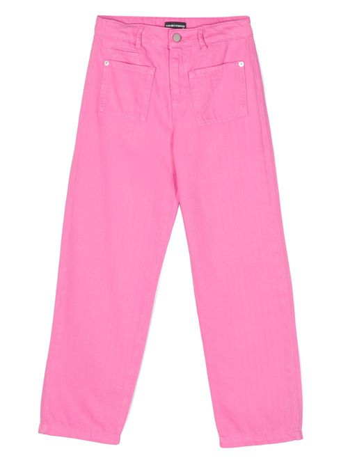 Logo-embroidered denim trousers - Pink
