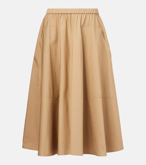 Cotton-blend midi skirt