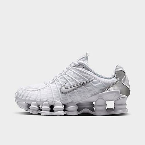 Big Kids Shox TL Casual Shoes in White/Metallic Silver/Max Orange