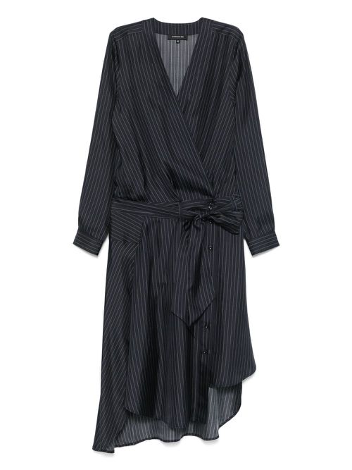 Pinstriped silk dress - Blue
