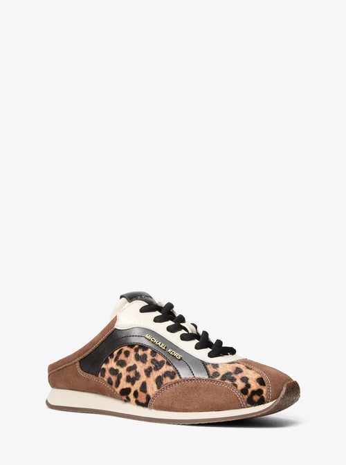 Avi Mixed-Media Slip-On Sneaker in Brown - size 7