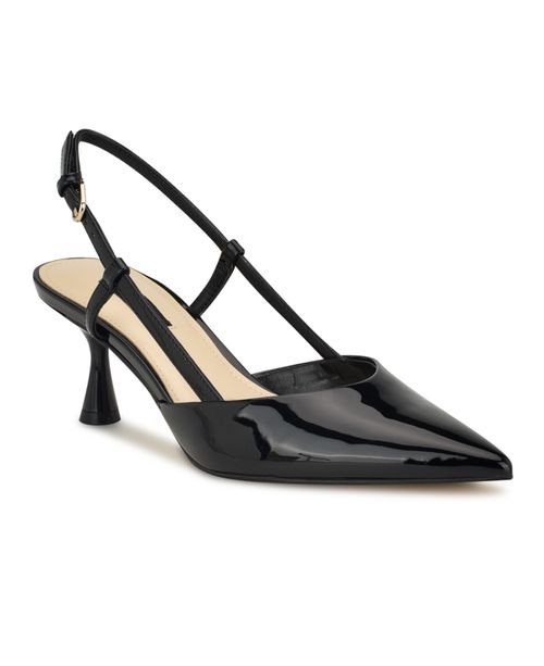 Women's Rhonda Pointy Toe Tapered Heel Dress Pumps - Black - Faux Patent Leather