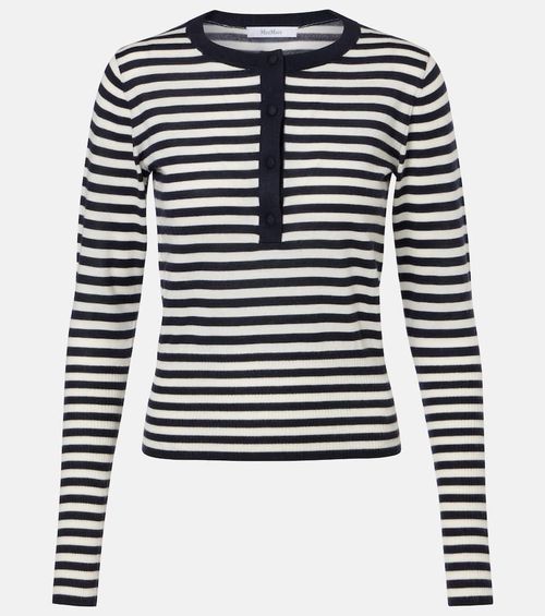 Striped cashmere Henley sweater