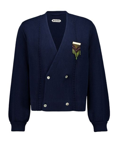 Double-breasted long-sleeved cardigan